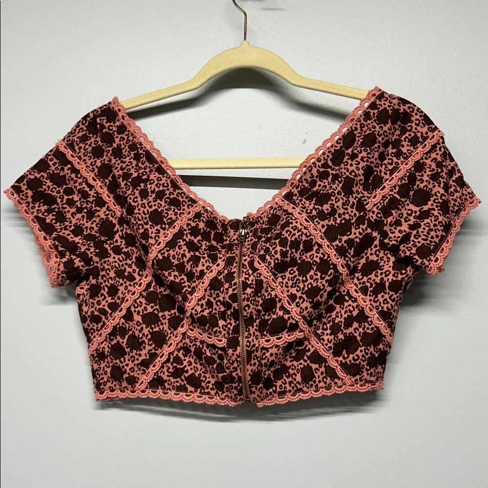 Anthropologie Off-The-Shoulder Top Boho Festival Lace Trim Crop‎ Size Small NWT - Picture 3 of 4